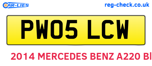 PW05LCW are the vehicle registration plates.