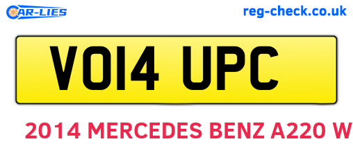 VO14UPC are the vehicle registration plates.