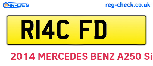 R14CFD are the vehicle registration plates.