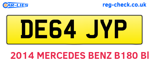 DE64JYP are the vehicle registration plates.