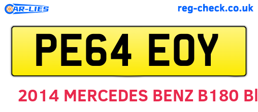 PE64EOY are the vehicle registration plates.