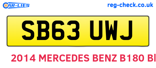 SB63UWJ are the vehicle registration plates.
