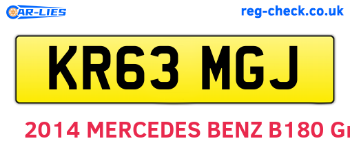 KR63MGJ are the vehicle registration plates.