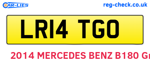 LR14TGO are the vehicle registration plates.