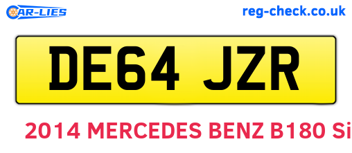 DE64JZR are the vehicle registration plates.