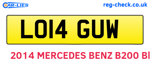 LO14GUW are the vehicle registration plates.