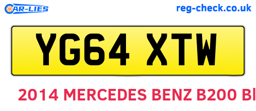 YG64XTW are the vehicle registration plates.