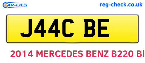 J44CBE are the vehicle registration plates.