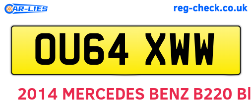 OU64XWW are the vehicle registration plates.