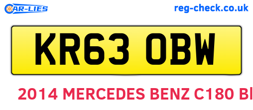 KR63OBW are the vehicle registration plates.