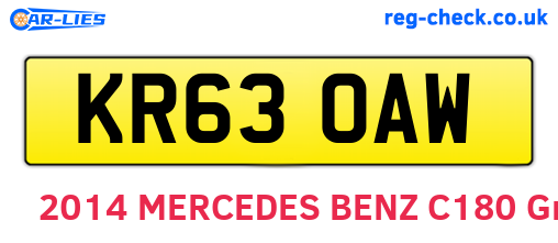 KR63OAW are the vehicle registration plates.