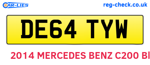 DE64TYW are the vehicle registration plates.