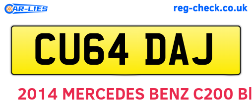 CU64DAJ are the vehicle registration plates.