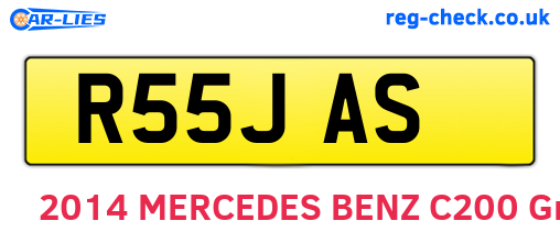 R55JAS are the vehicle registration plates.