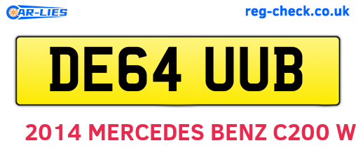DE64UUB are the vehicle registration plates.