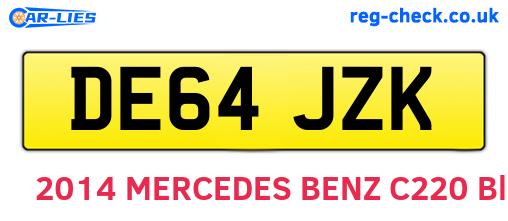 DE64JZK are the vehicle registration plates.