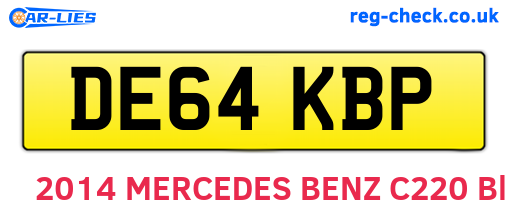DE64KBP are the vehicle registration plates.