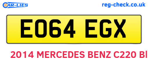 EO64EGX are the vehicle registration plates.