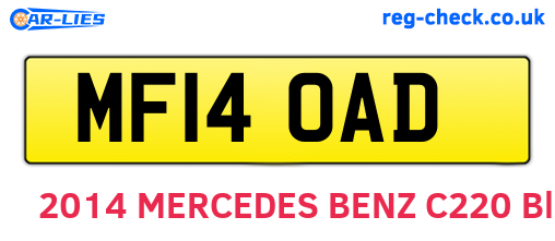 MF14OAD are the vehicle registration plates.