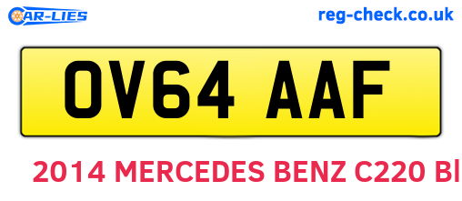 OV64AAF are the vehicle registration plates.