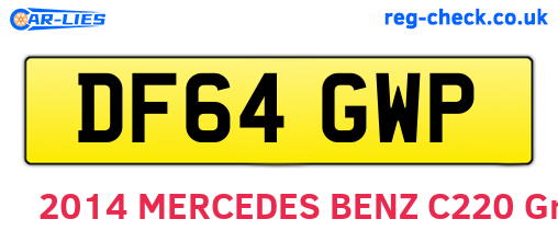 DF64GWP are the vehicle registration plates.
