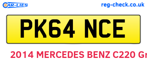 PK64NCE are the vehicle registration plates.