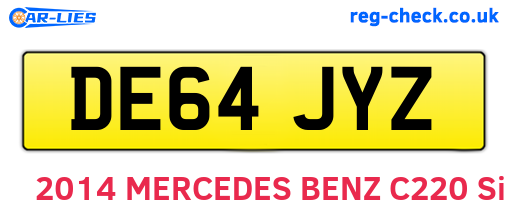 DE64JYZ are the vehicle registration plates.