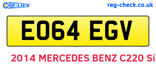 EO64EGV are the vehicle registration plates.