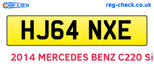 HJ64NXE are the vehicle registration plates.