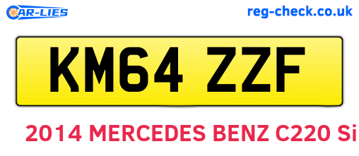 KM64ZZF are the vehicle registration plates.