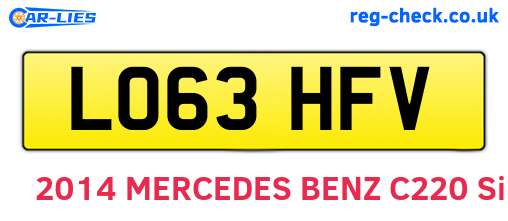 LO63HFV are the vehicle registration plates.