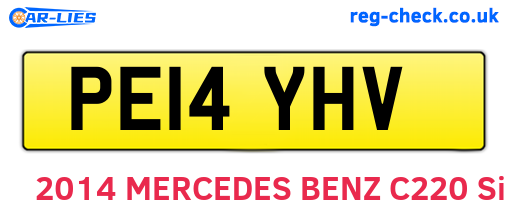 PE14YHV are the vehicle registration plates.