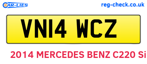 VN14WCZ are the vehicle registration plates.