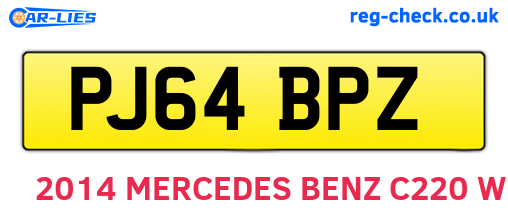 PJ64BPZ are the vehicle registration plates.