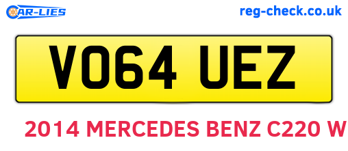 VO64UEZ are the vehicle registration plates.