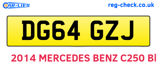 DG64GZJ are the vehicle registration plates.
