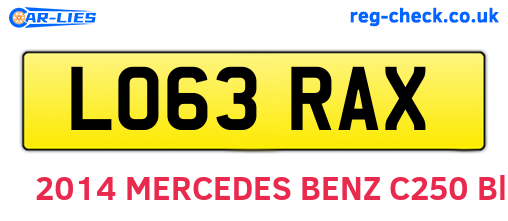 LO63RAX are the vehicle registration plates.