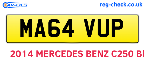 MA64VUP are the vehicle registration plates.