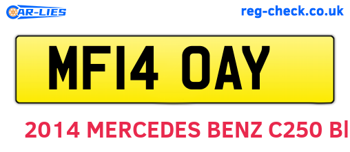 MF14OAY are the vehicle registration plates.
