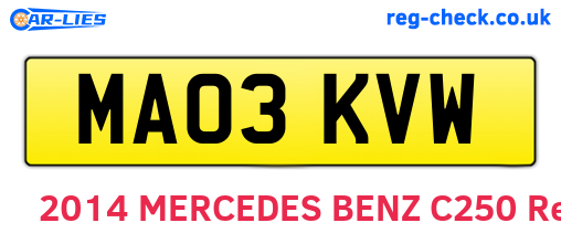 MA03KVW are the vehicle registration plates.