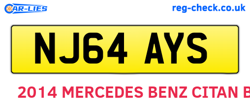 NJ64AYS are the vehicle registration plates.