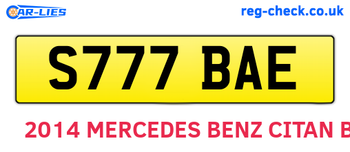 S777BAE are the vehicle registration plates.