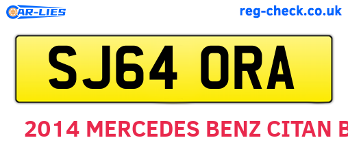 SJ64ORA are the vehicle registration plates.