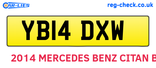 YB14DXW are the vehicle registration plates.
