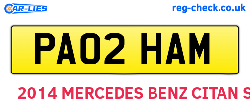 PA02HAM are the vehicle registration plates.
