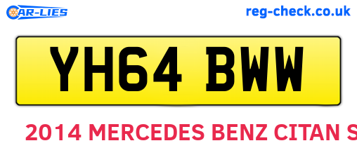 YH64BWW are the vehicle registration plates.