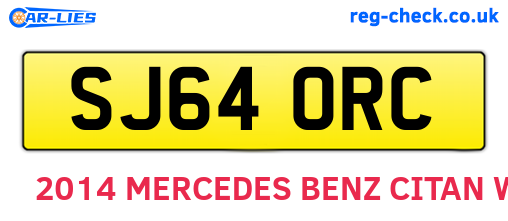 SJ64ORC are the vehicle registration plates.