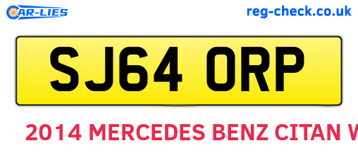 SJ64ORP are the vehicle registration plates.
