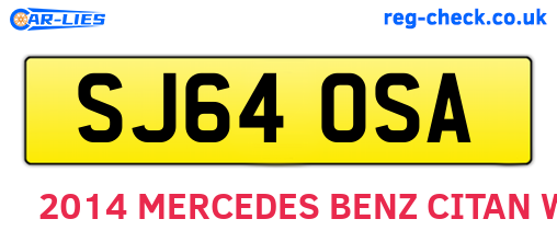 SJ64OSA are the vehicle registration plates.