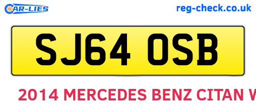 SJ64OSB are the vehicle registration plates.